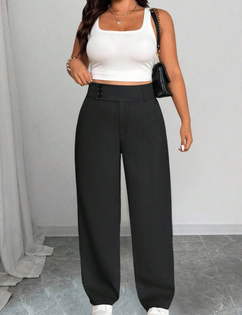 Pantaloni Shein Curve+, negru