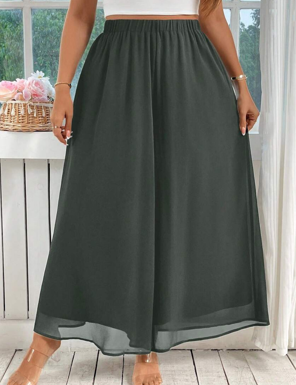 Shein Curve+ nadrág, zöld