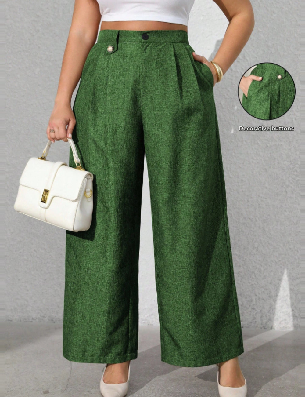 Shein Curve+ nadrág, zöld