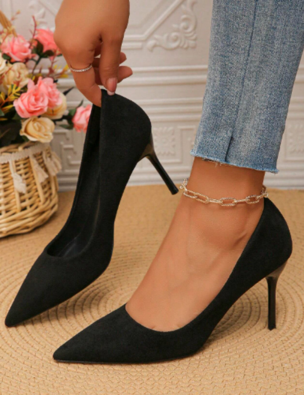 Pantofi cu toc SHEIN, negru