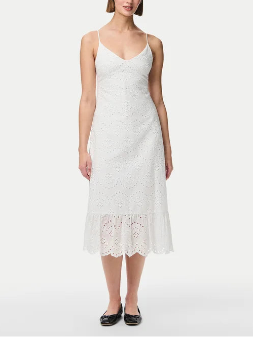 Rochie midi PIECES, alb
