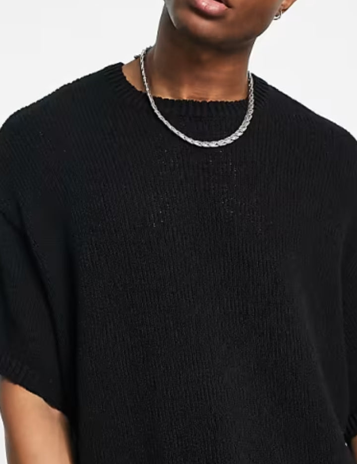 Pulover cu mânecă scurtă ASOS, negru