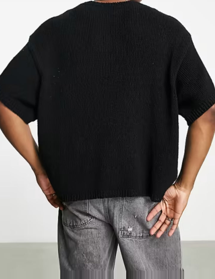 Pulover cu mânecă scurtă ASOS, negru