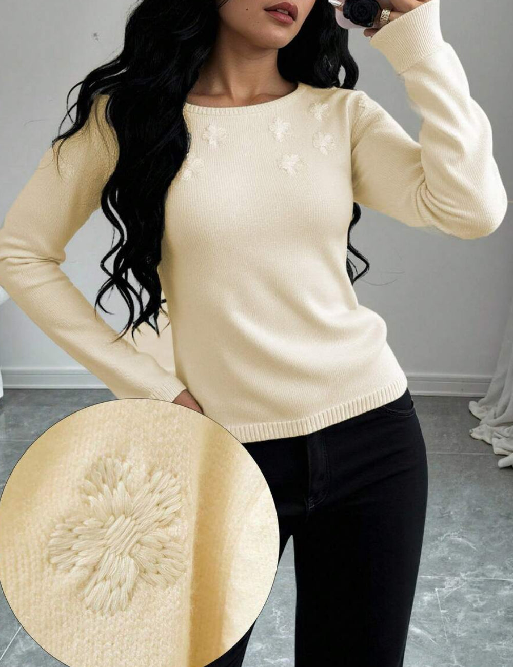 Pulover Shein, crem