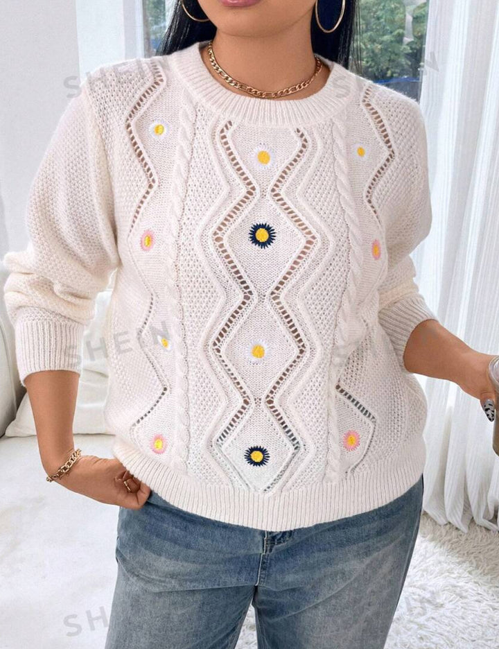 Pulover Shein Curve+, crem