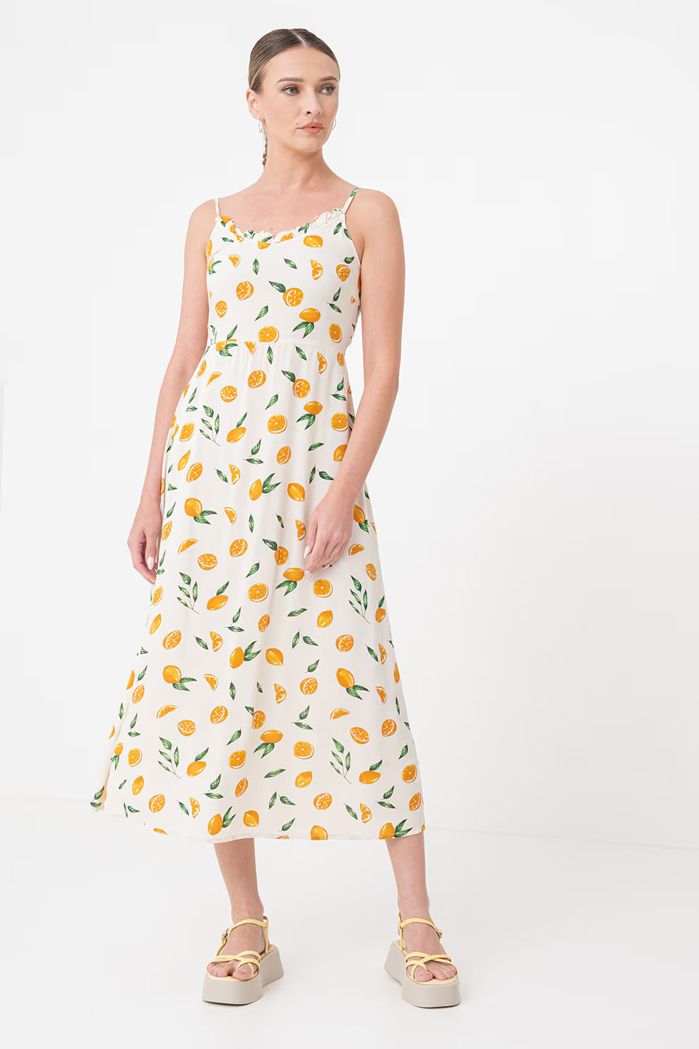 Rochie midi PIECES, crem