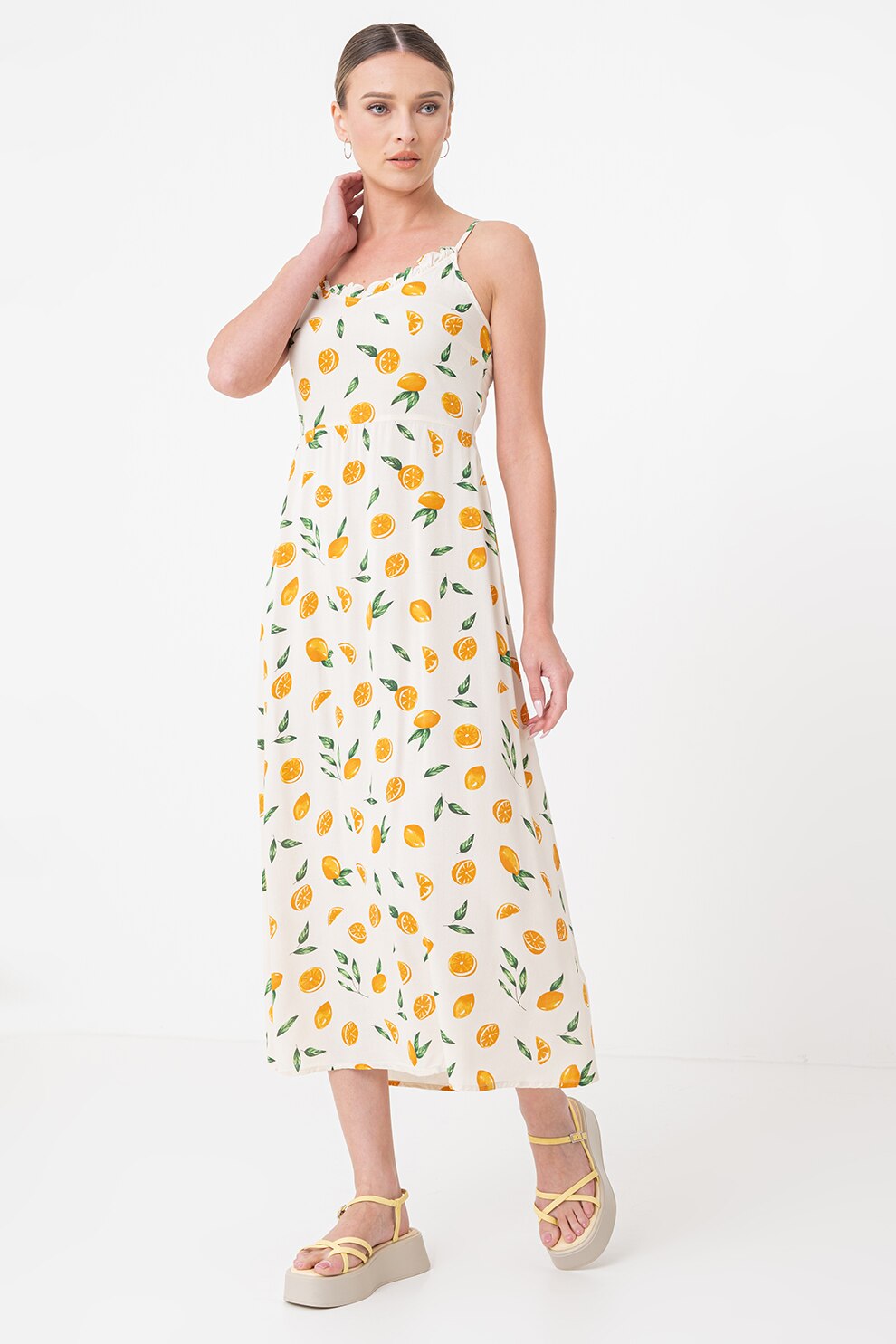 Rochie midi PIECES, crem