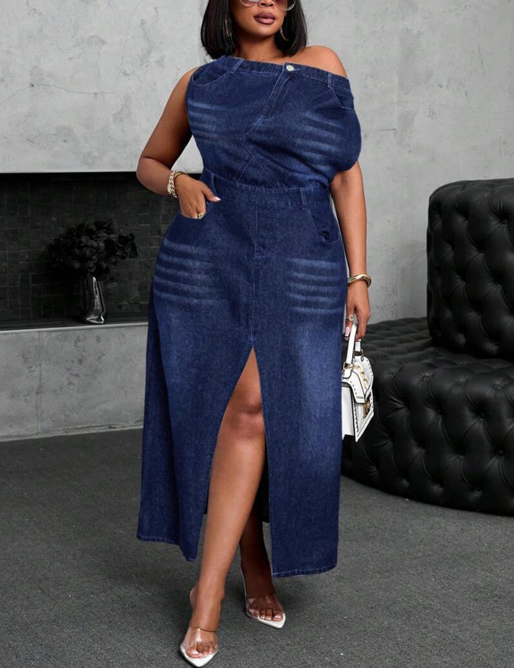 Shein Curve+ farmerruha, kék