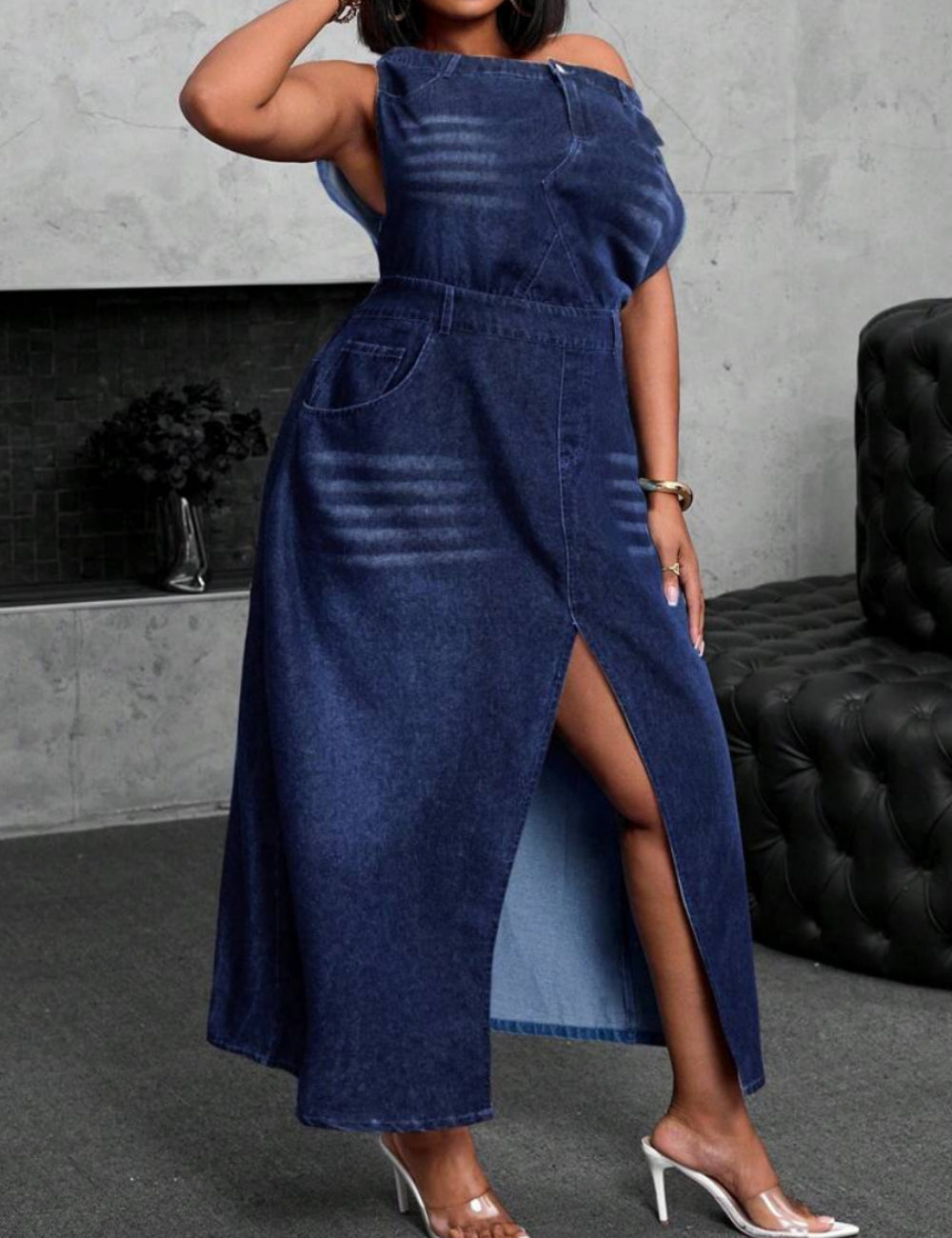 Shein Curve+ farmerruha, kék