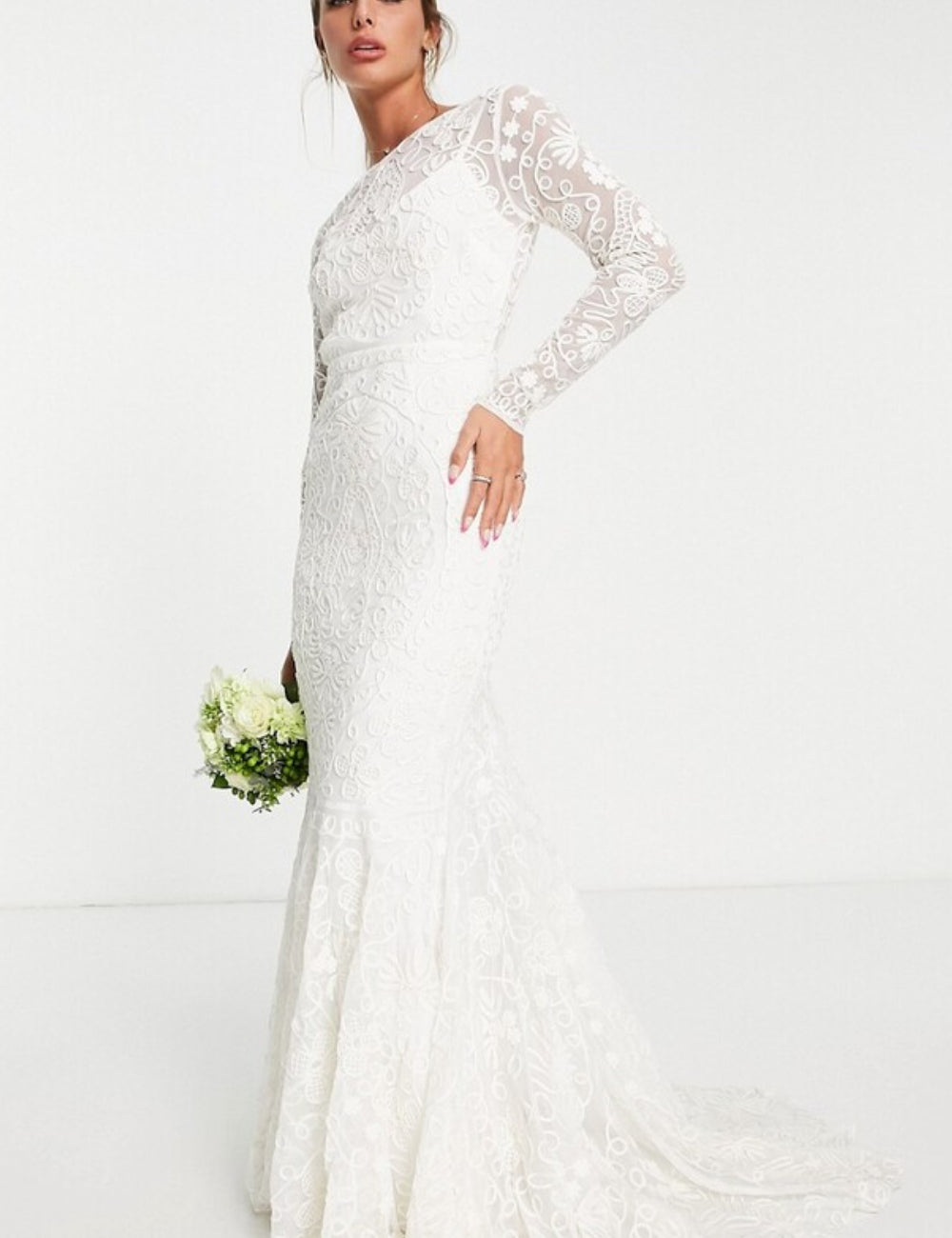 Rochie de ocazie ASOS, alb ivory
