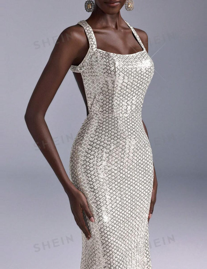 Rochie de ocazie Shein, argintiu