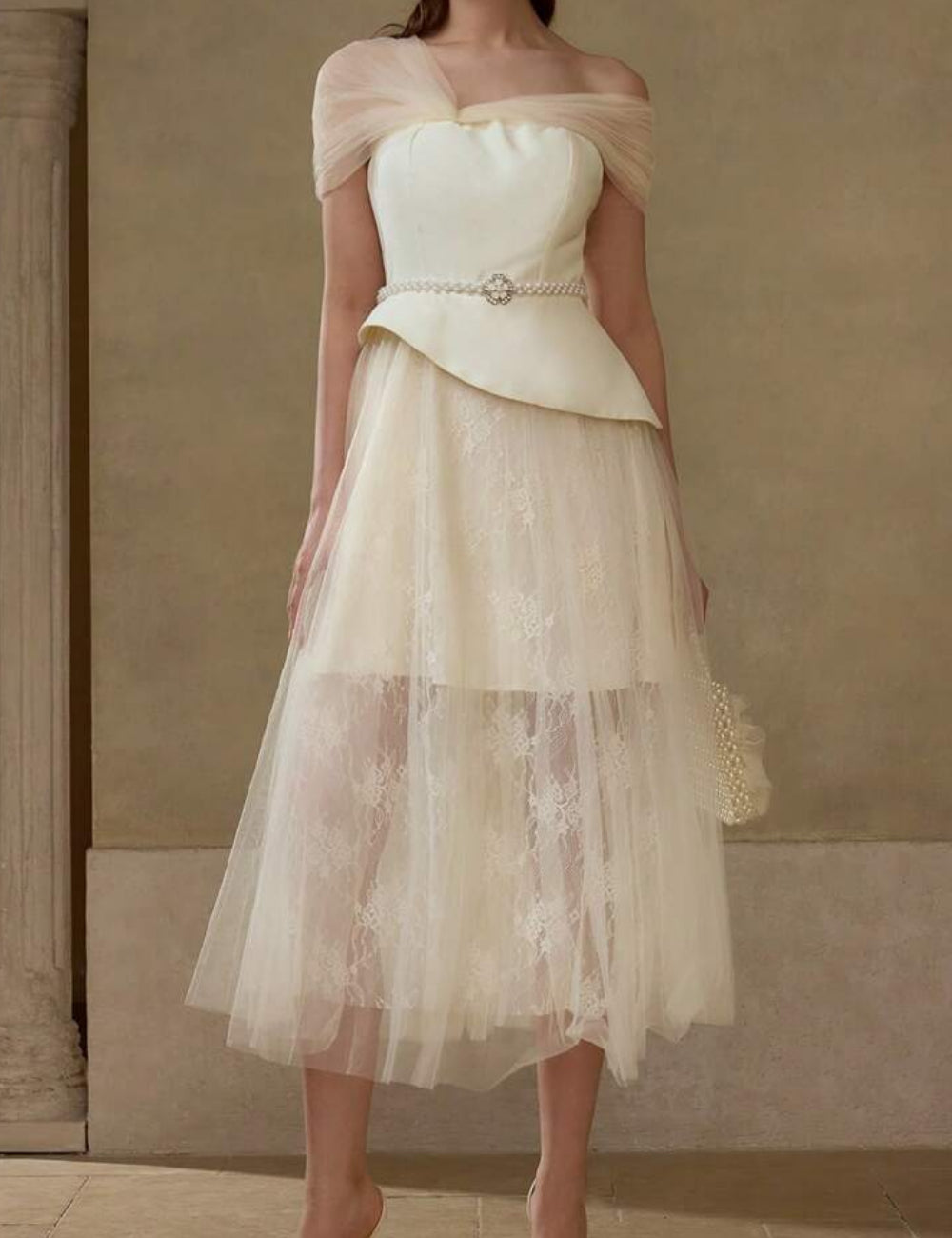 Rochie de ocazie SHEIN, crem
