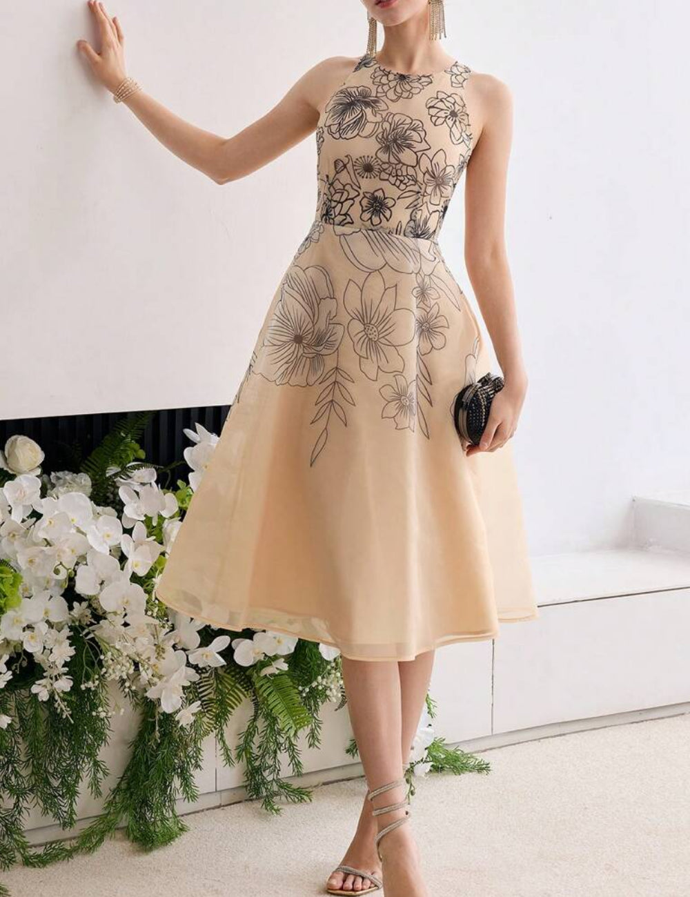 Rochie de ocazie Shein, crem