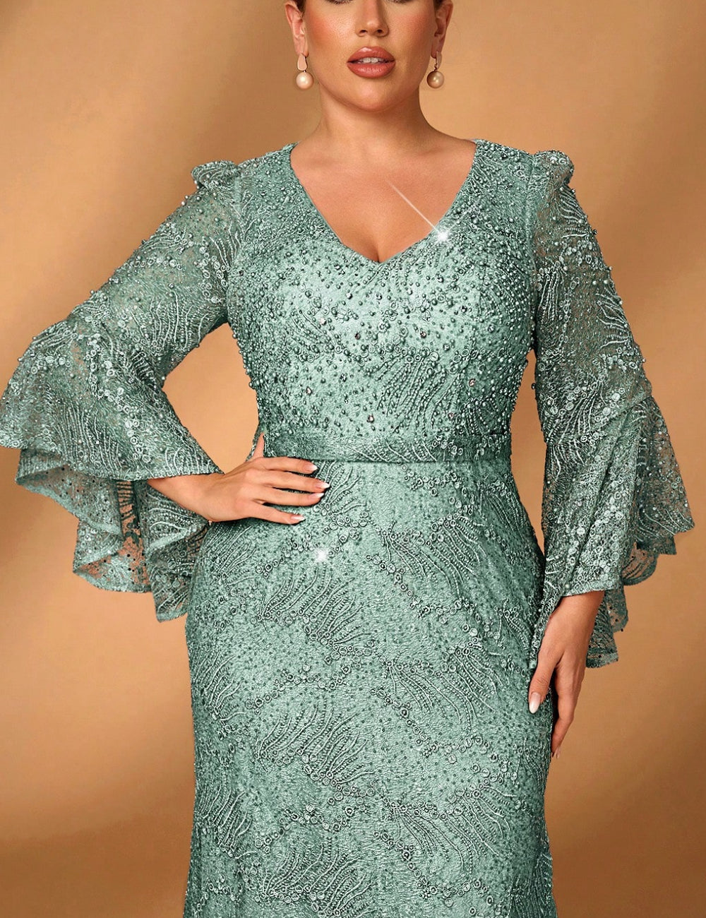 Shein Curve+ alkalmi ruha, zöld