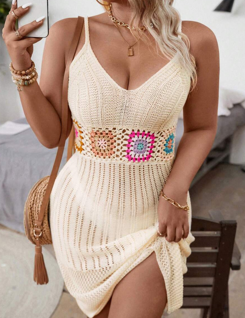 Shein Curve+ strandruha, krémszínű