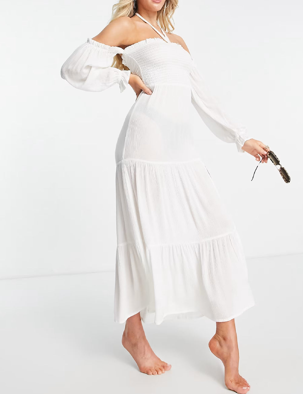 Rochie midi ASOS, alb