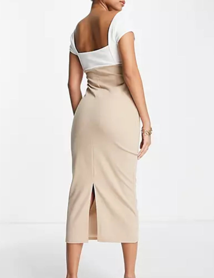 Rochie midi ASOS, bej
