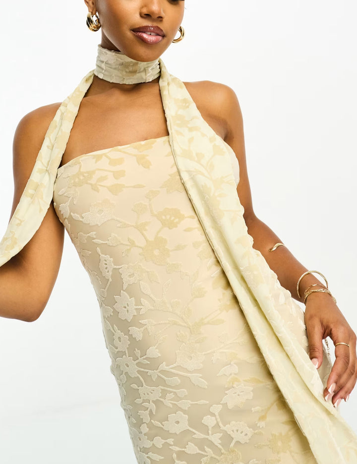 Rochie maxi ASOS, crem