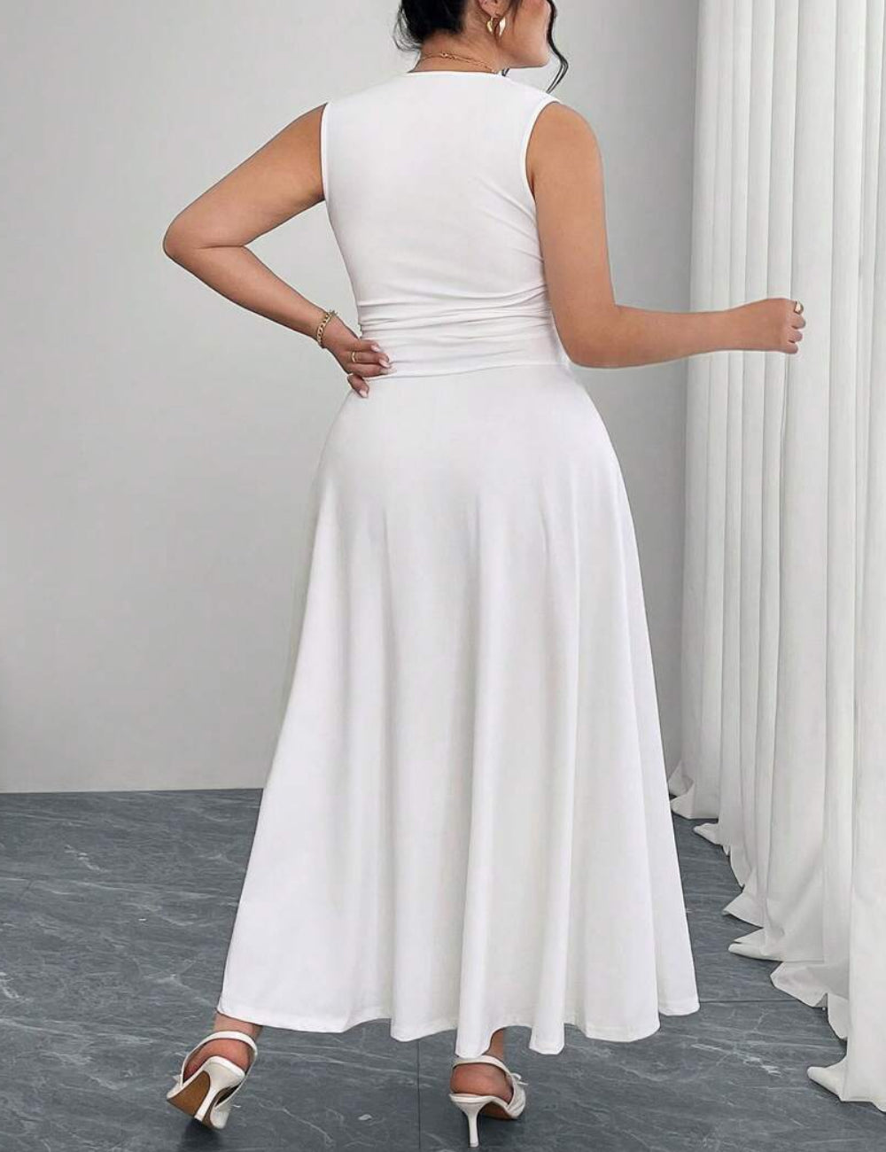 Rochie maxi Shein Curve+, alb