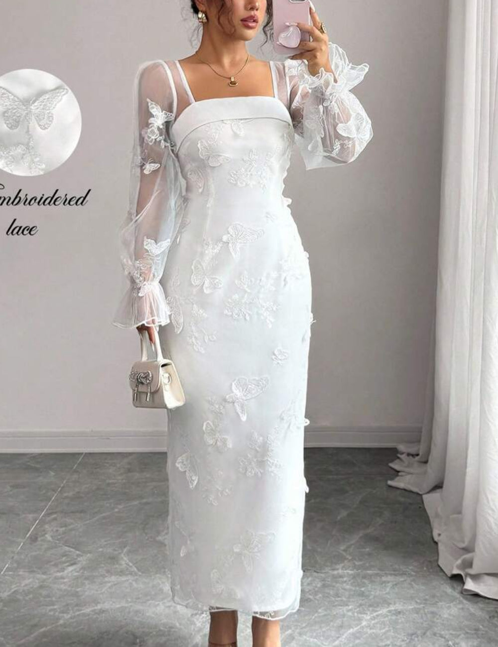 Rochie maxi SHEIN, alb