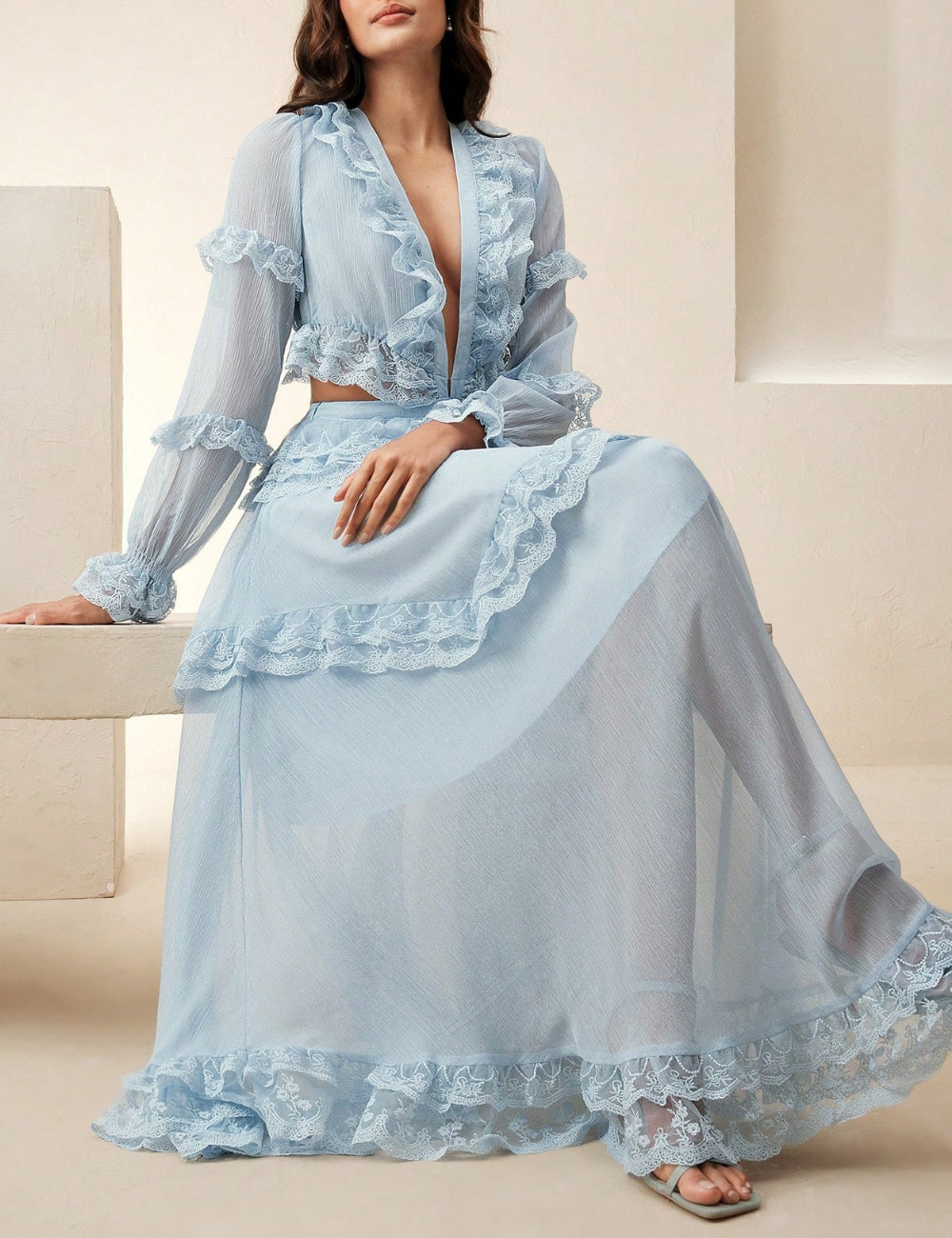 Shein maxi ruha, kék