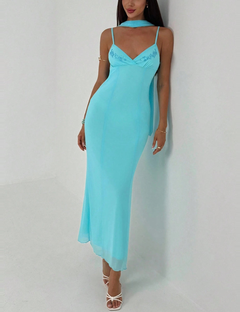 Shein maxi ruha, kék