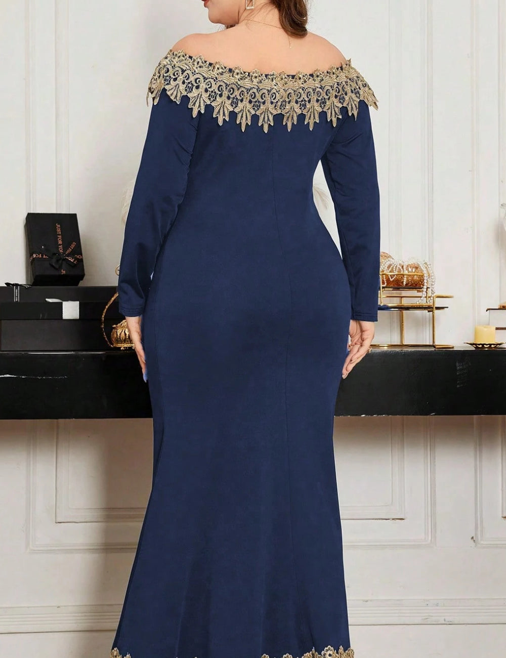 Shein Curve+ maxi ruha, kék