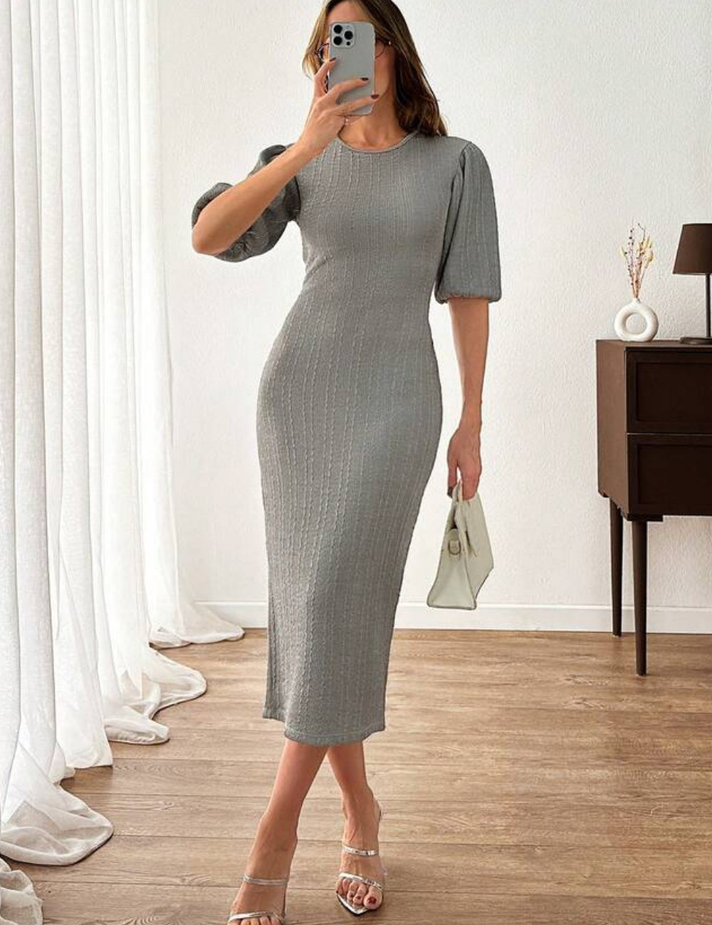 Rochie maxi Shein, argintiu