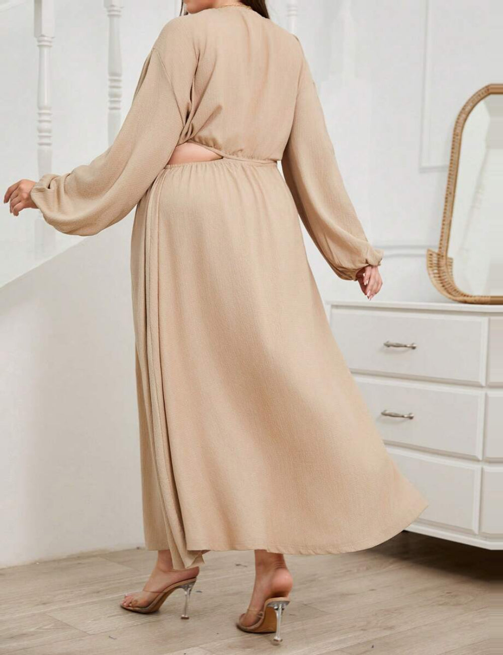 Rochie maxi Shein Curve+, bej