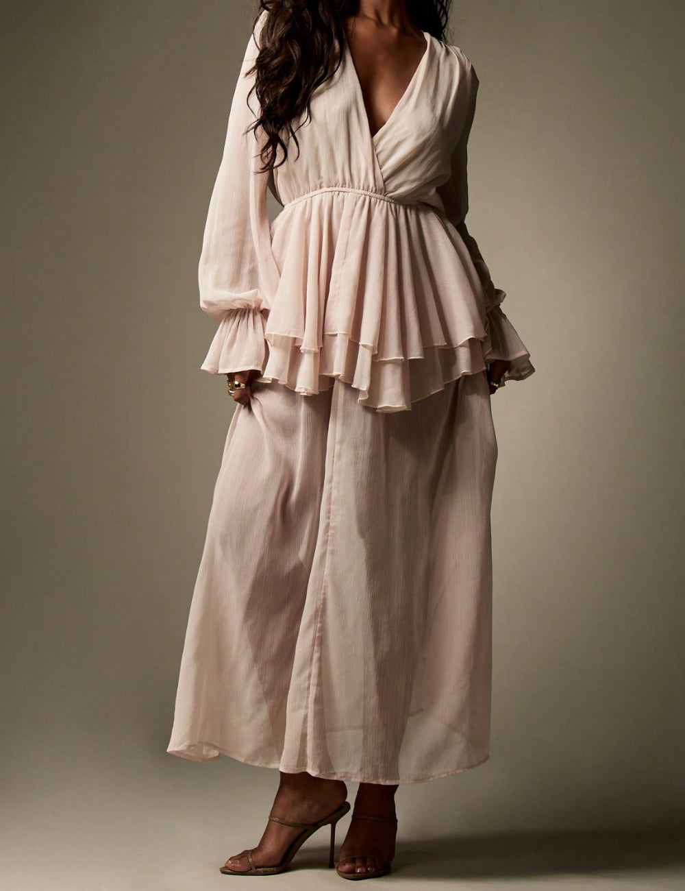Shein Missguided maxi ruha, bézs