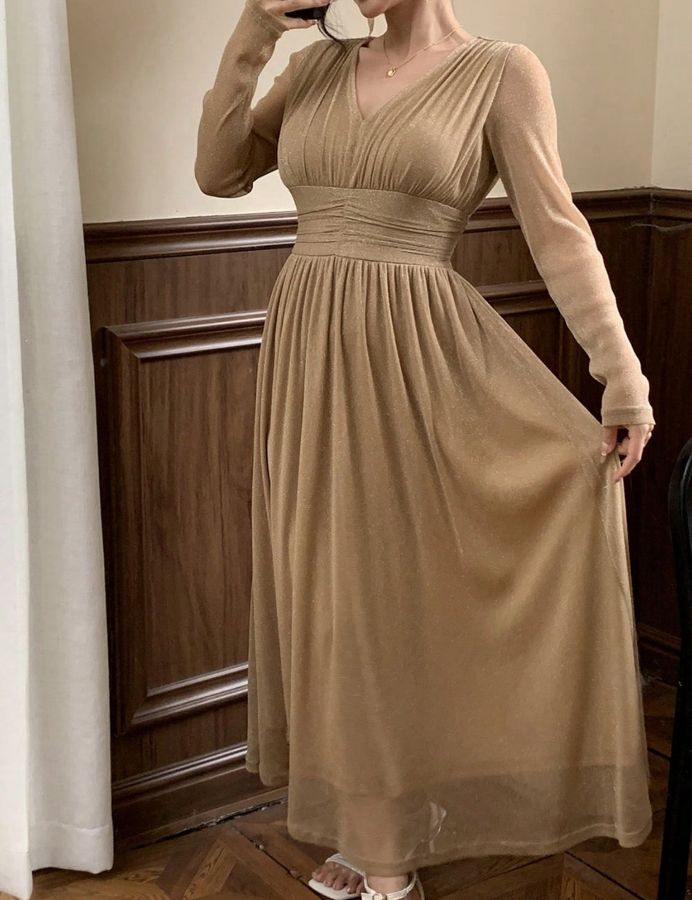 Rochie maxi Shein DAZY, bej