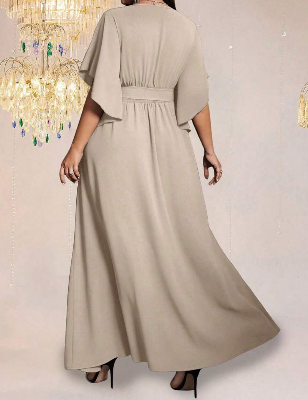 Shein Curve+ maxi ruha, bézs