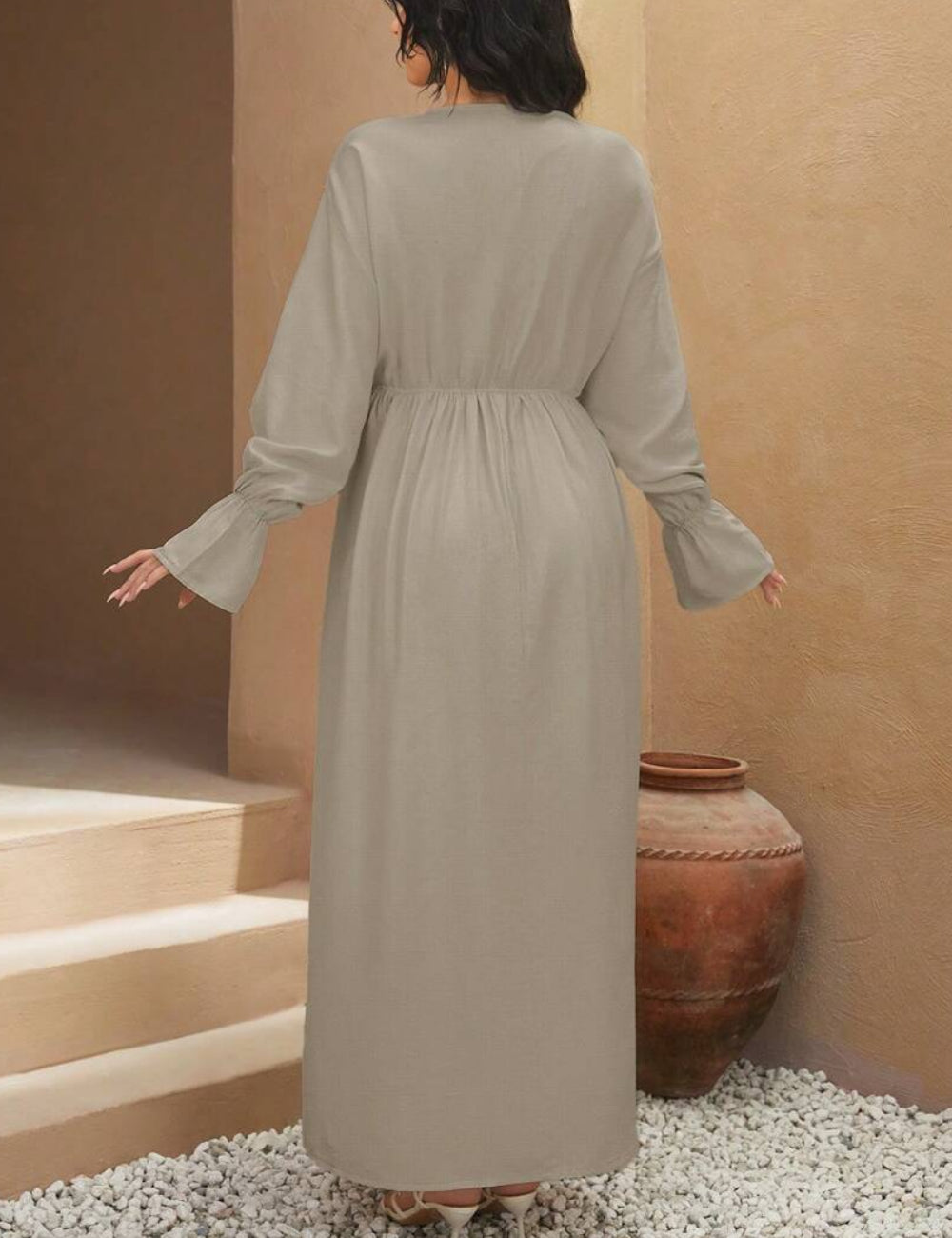 Rochie maxi Shein Curve+, bej