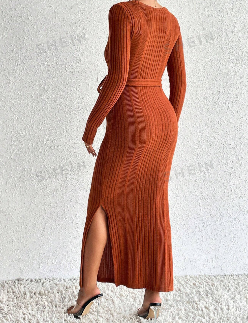 Shein maxi ruha, téglavörös
