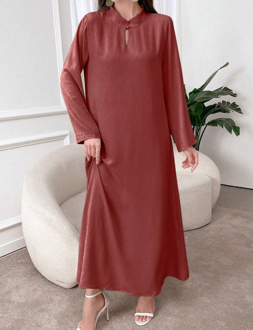 Rochie maxi Shein, cărămiziu