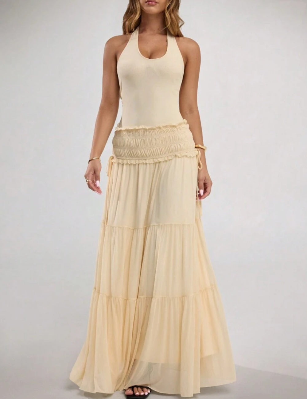 Rochie maxi Shein, crem