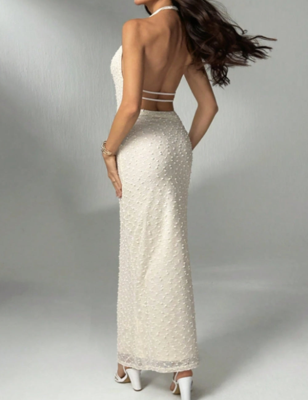 Rochie maxi Shein, crem