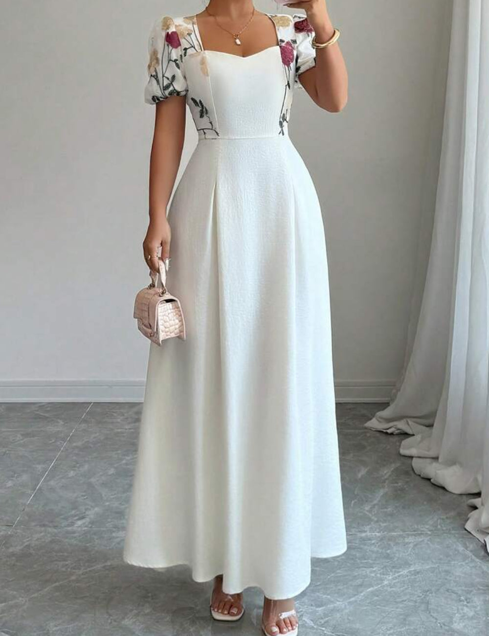 Shein maxi ruha, krémszínű