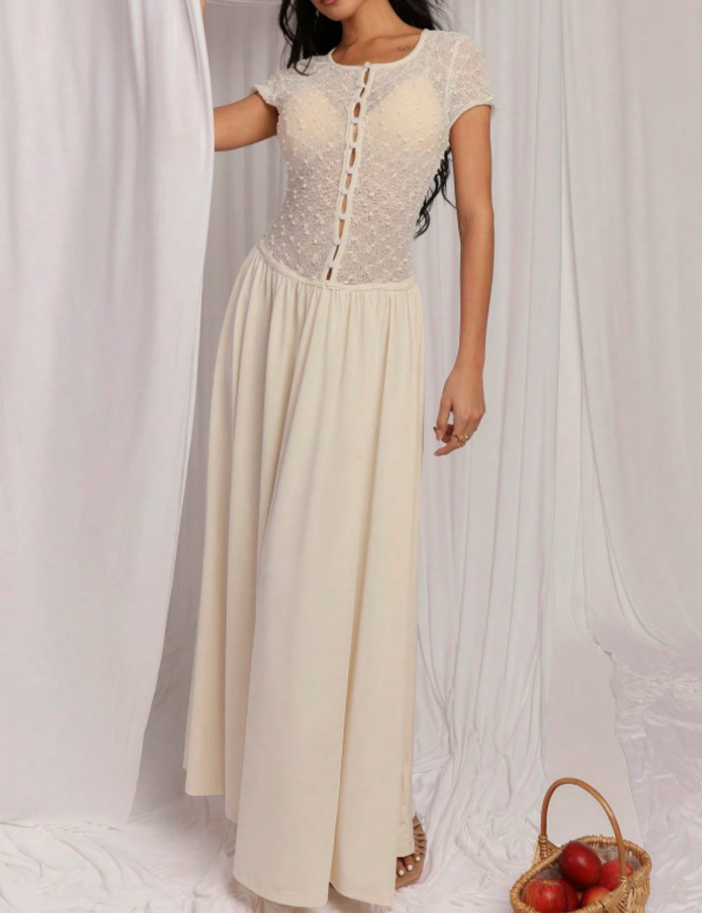 Shein maxi ruha, krémszínű