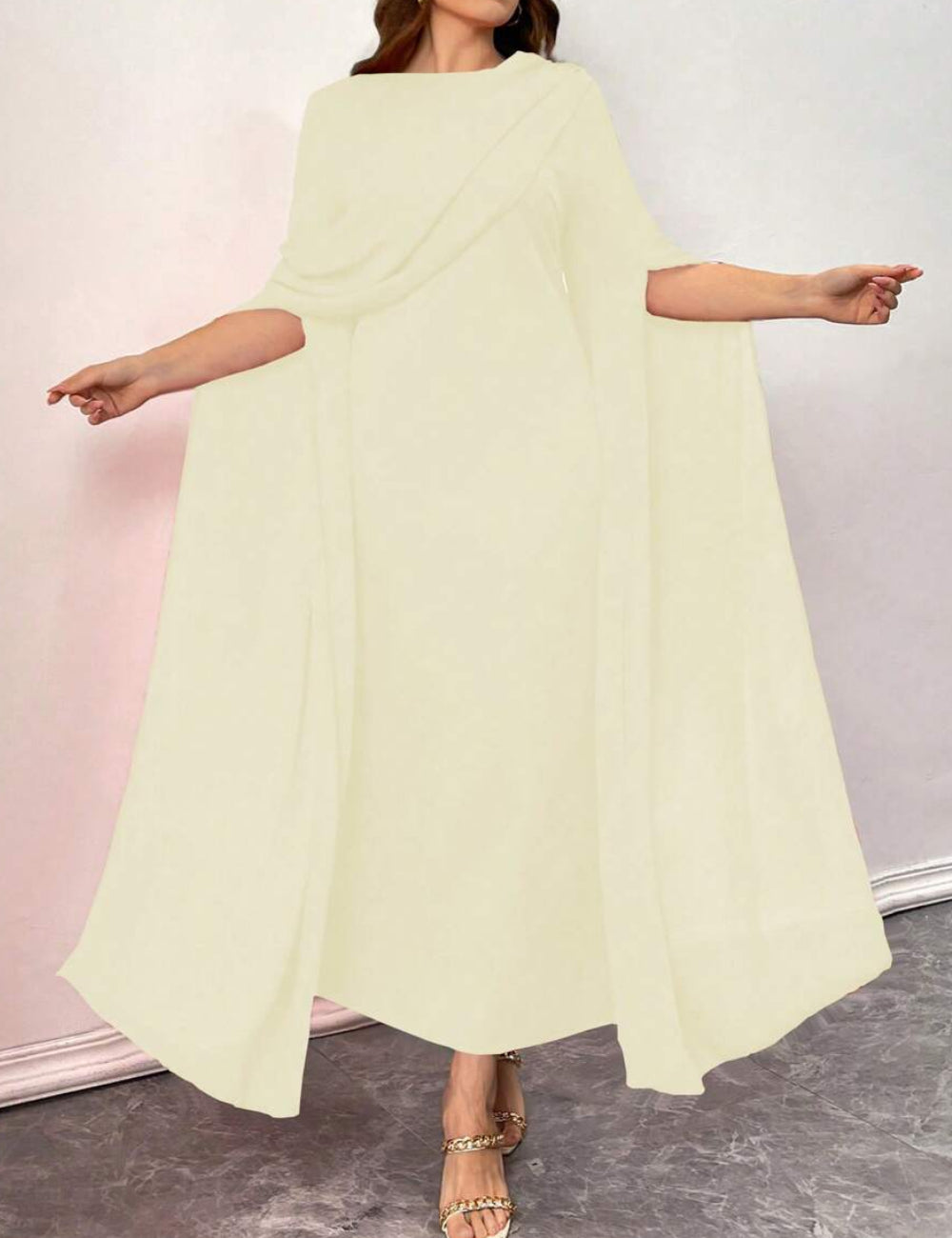 Rochie maxi Shein Curve+, crem