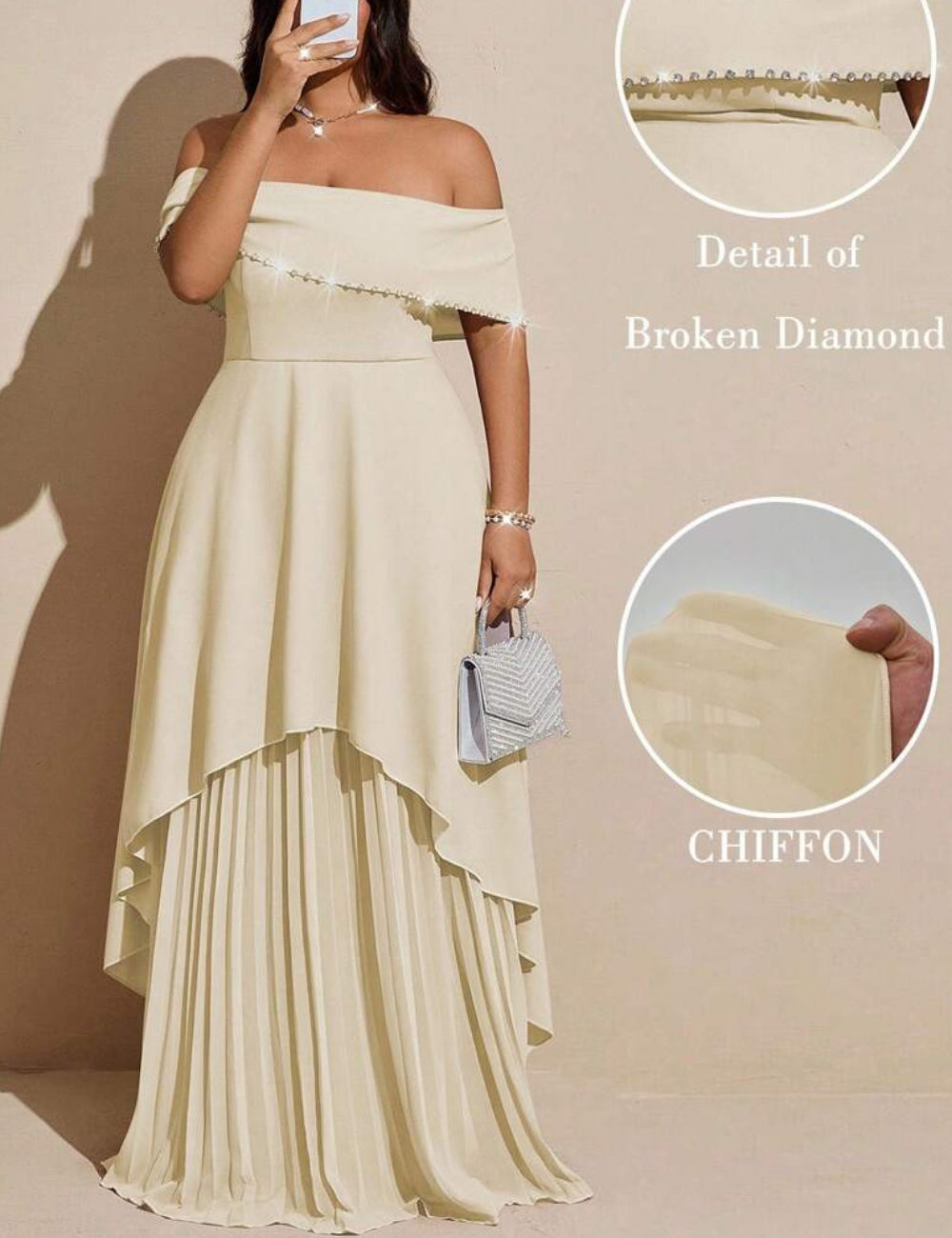 Rochie maxi Shein Curve+, crem