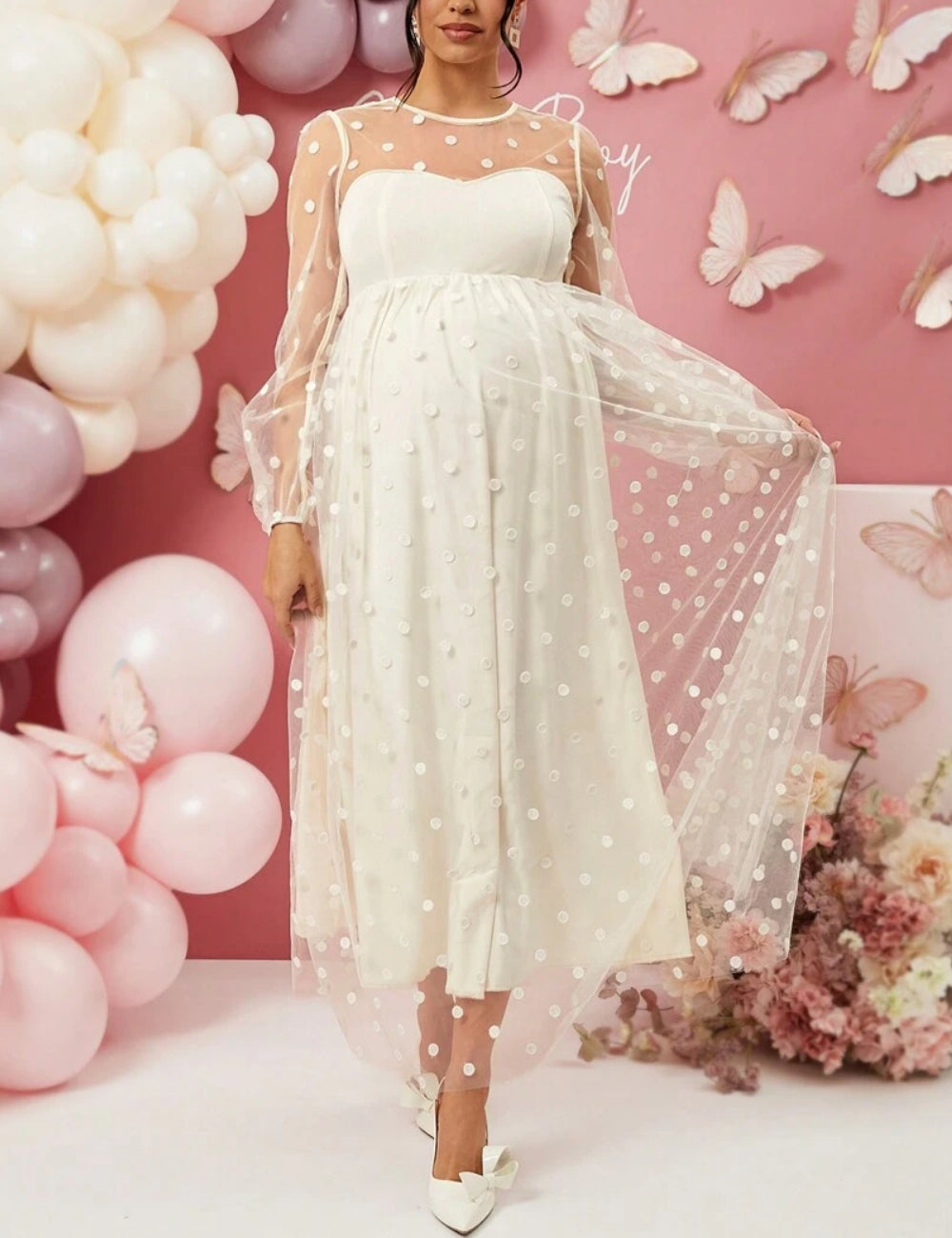 Rochie maxi SHEIN, crem