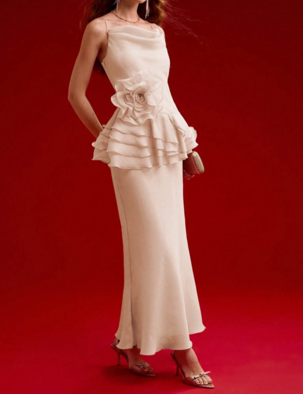 Rochie maxi Shein MOTF, crem