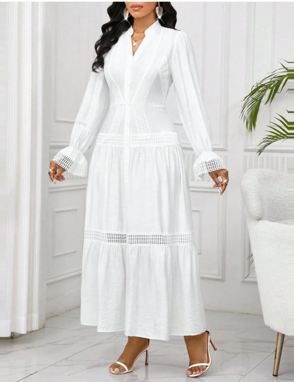 Rochie maxi Shein, crem