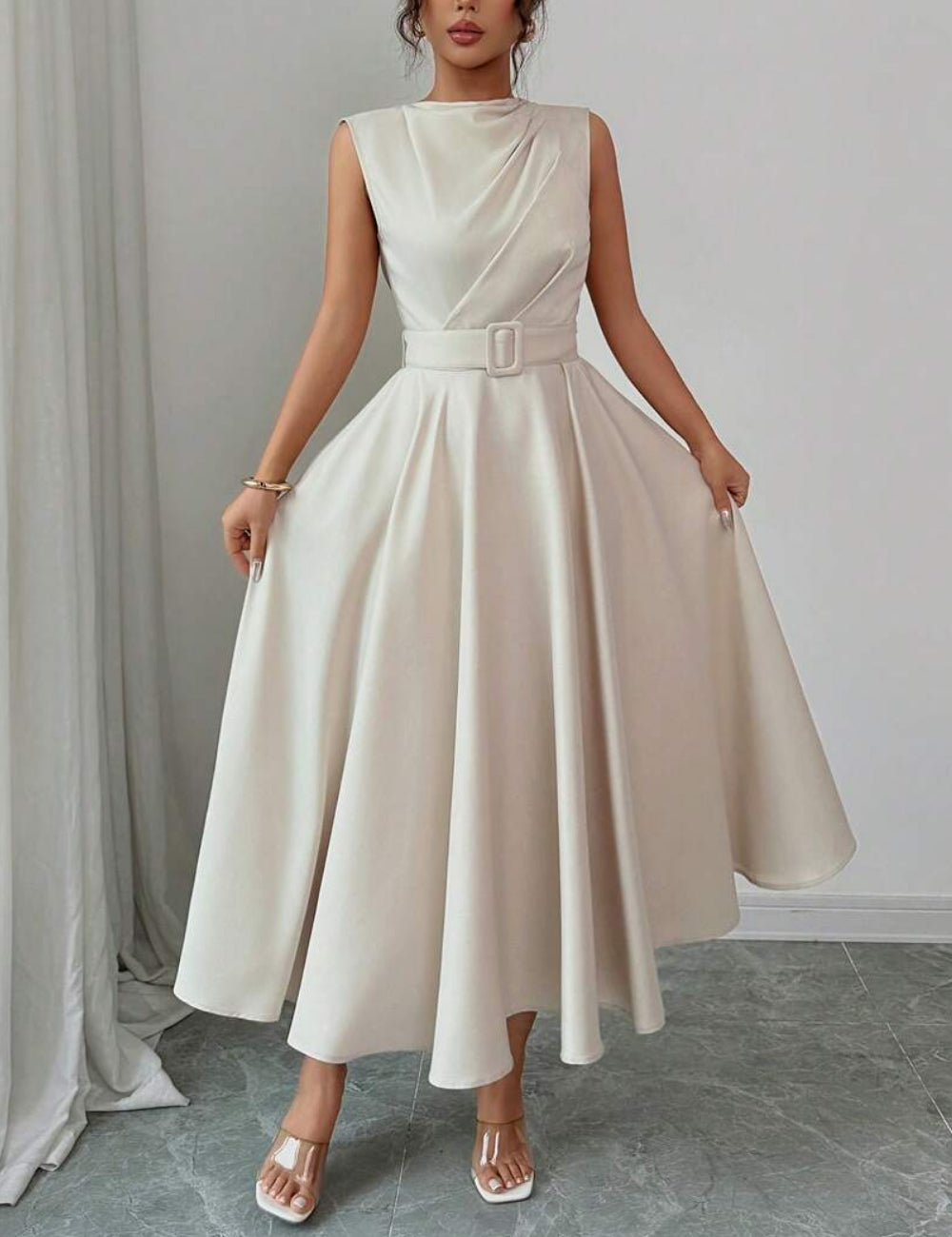 Shein maxi ruha, krémszínű