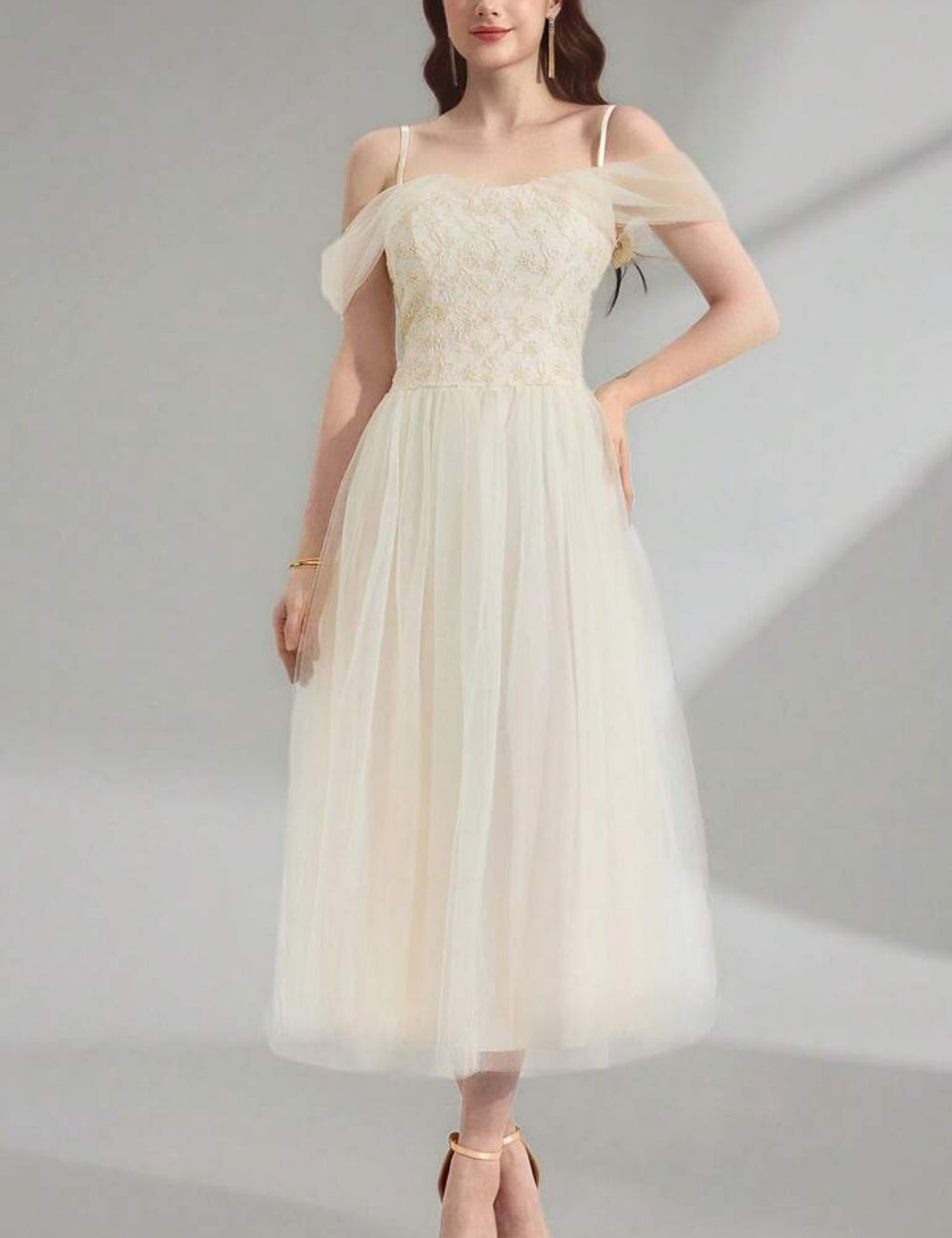 Shein maxi ruha, krémszínű
