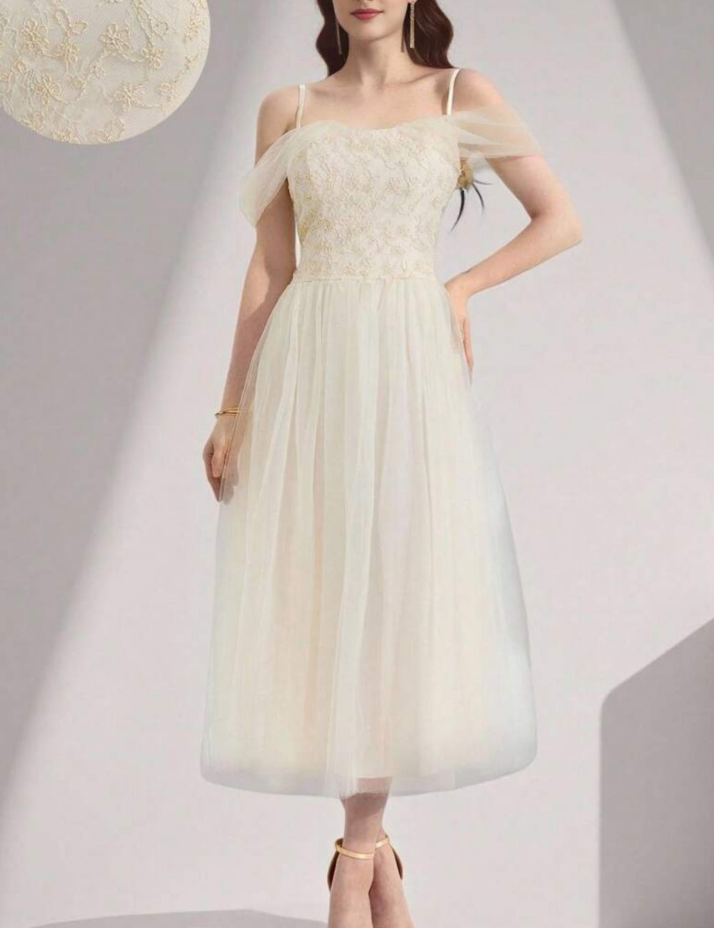 Shein maxi ruha, krémszínű