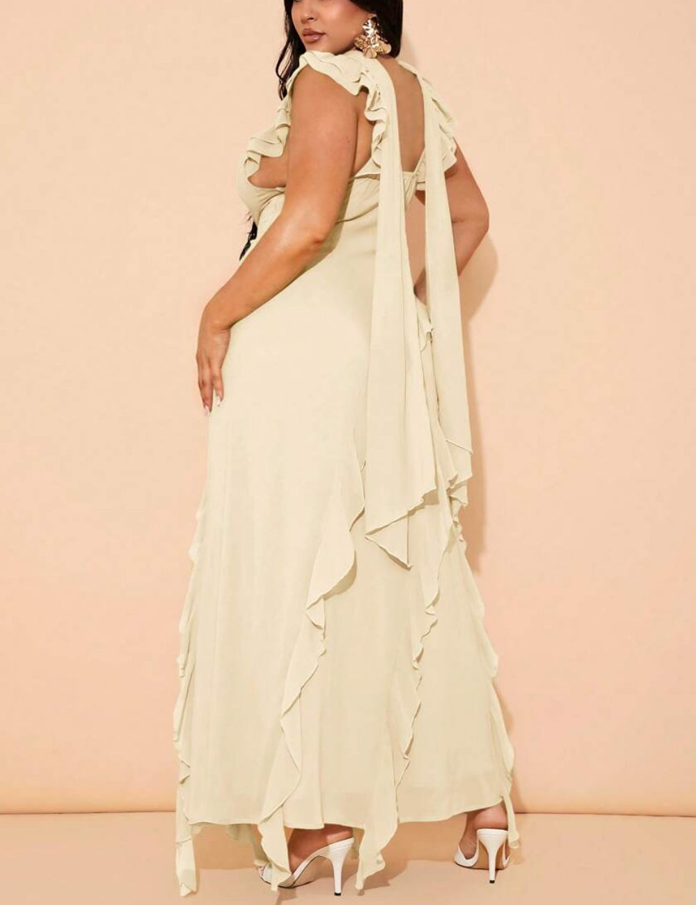 Rochie maxi Shein Curve+, crem