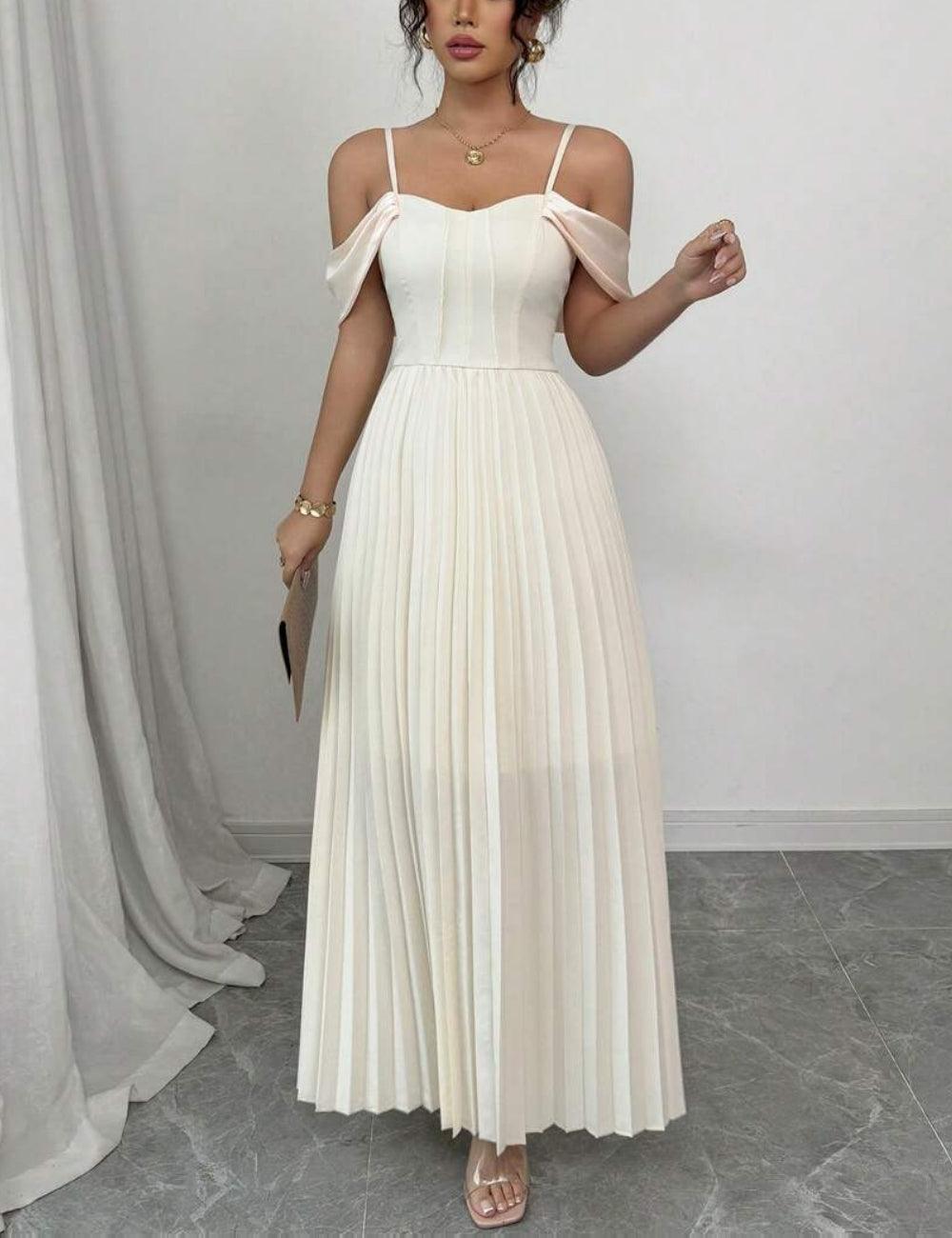 Rochie maxi Shein, crem