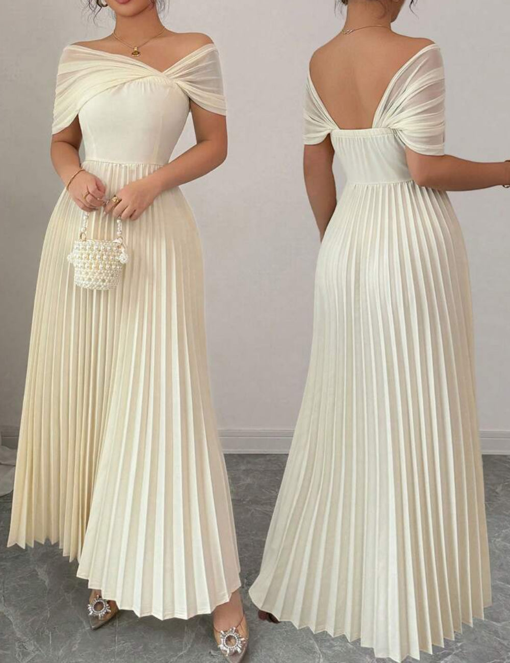 Rochie maxi Shein, crem